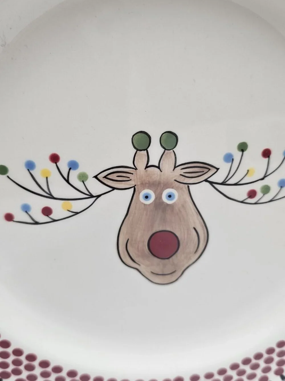 1 Caffco Simply Christmas Deer w Holiday Lights Plate 9” M Bagwell Rare #2